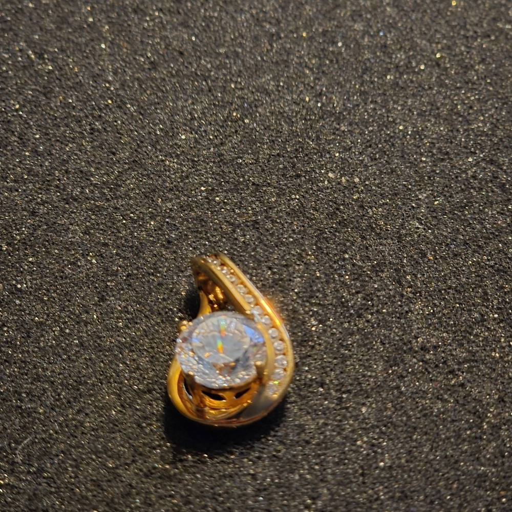 Gold-Tone Cubic Zirconia Teardrop Pendant - Gold